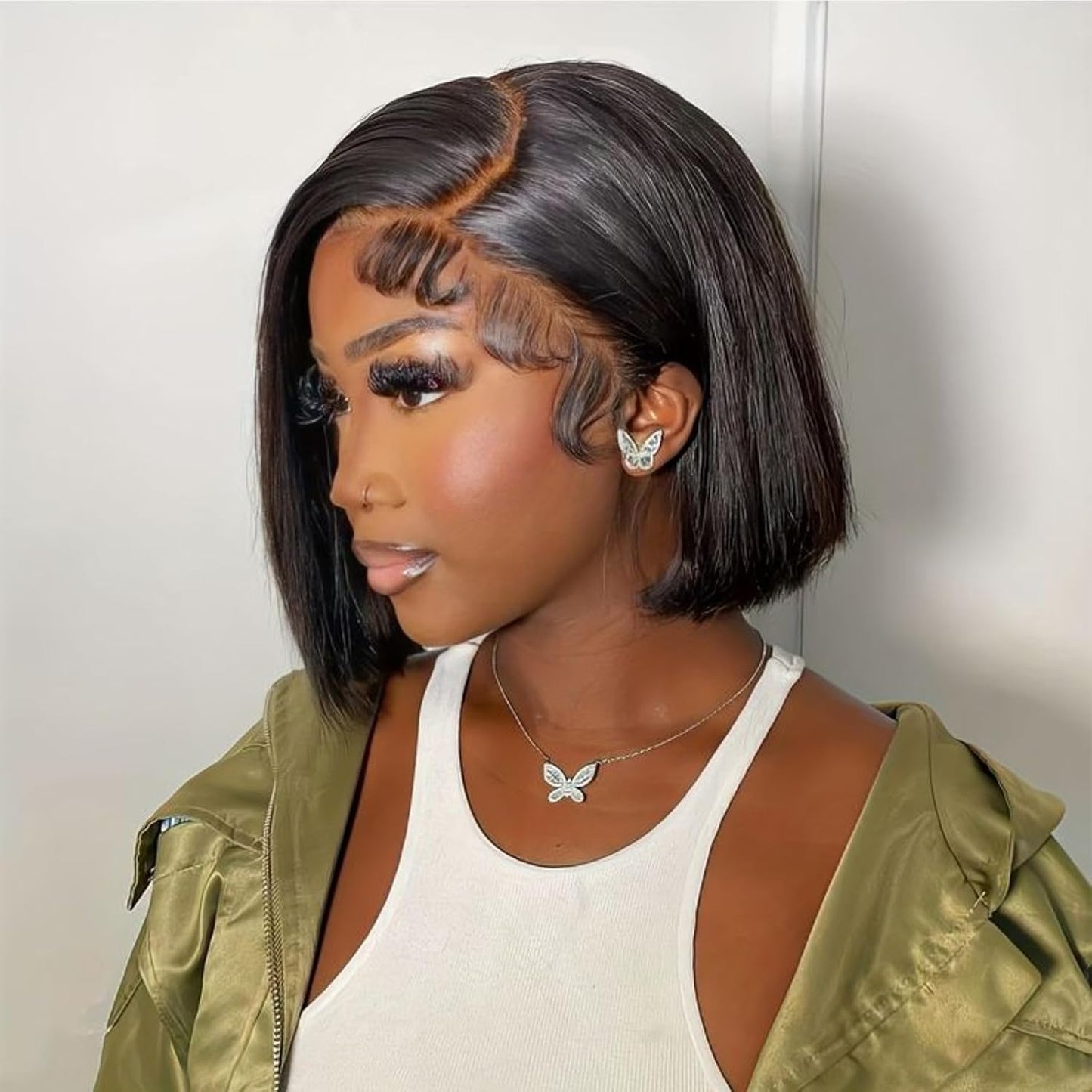 Double Drawn Glueless Bob 8 Inch