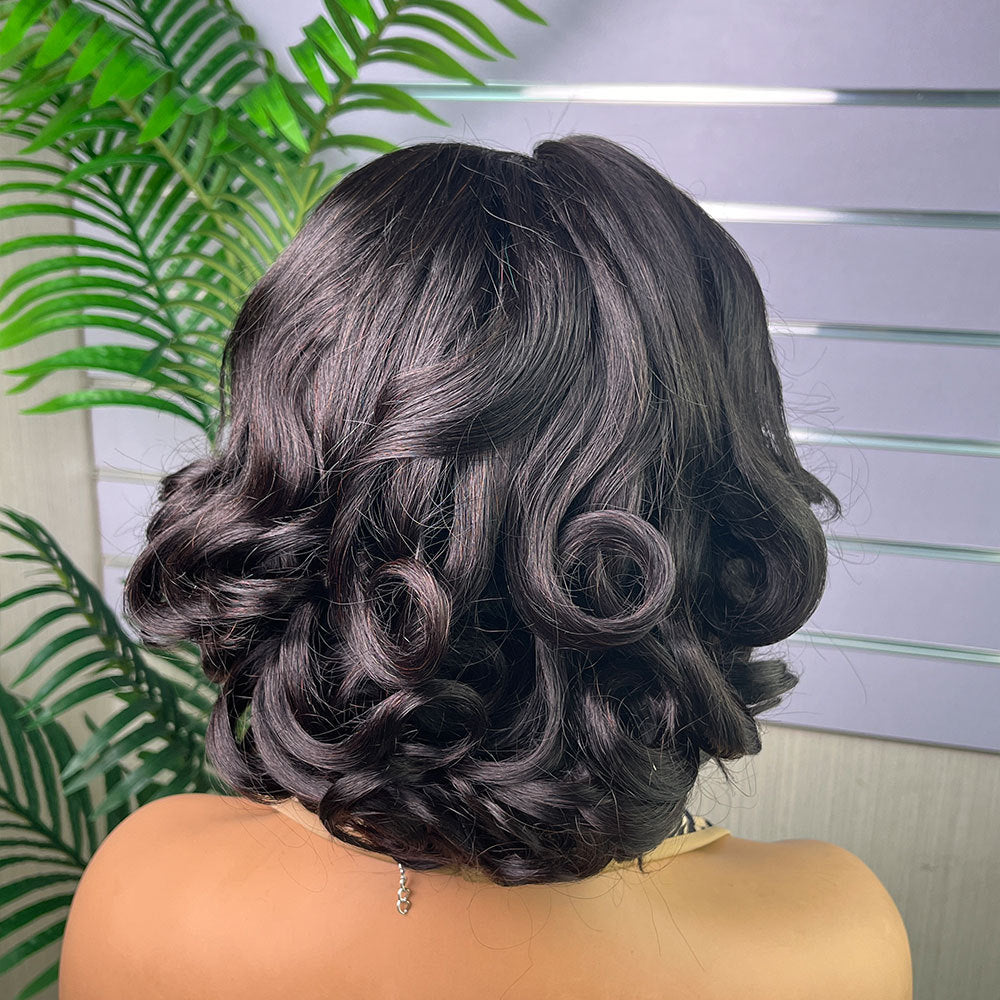5x5 Gluless Bouncy Curl Bob Wig 12 Inch