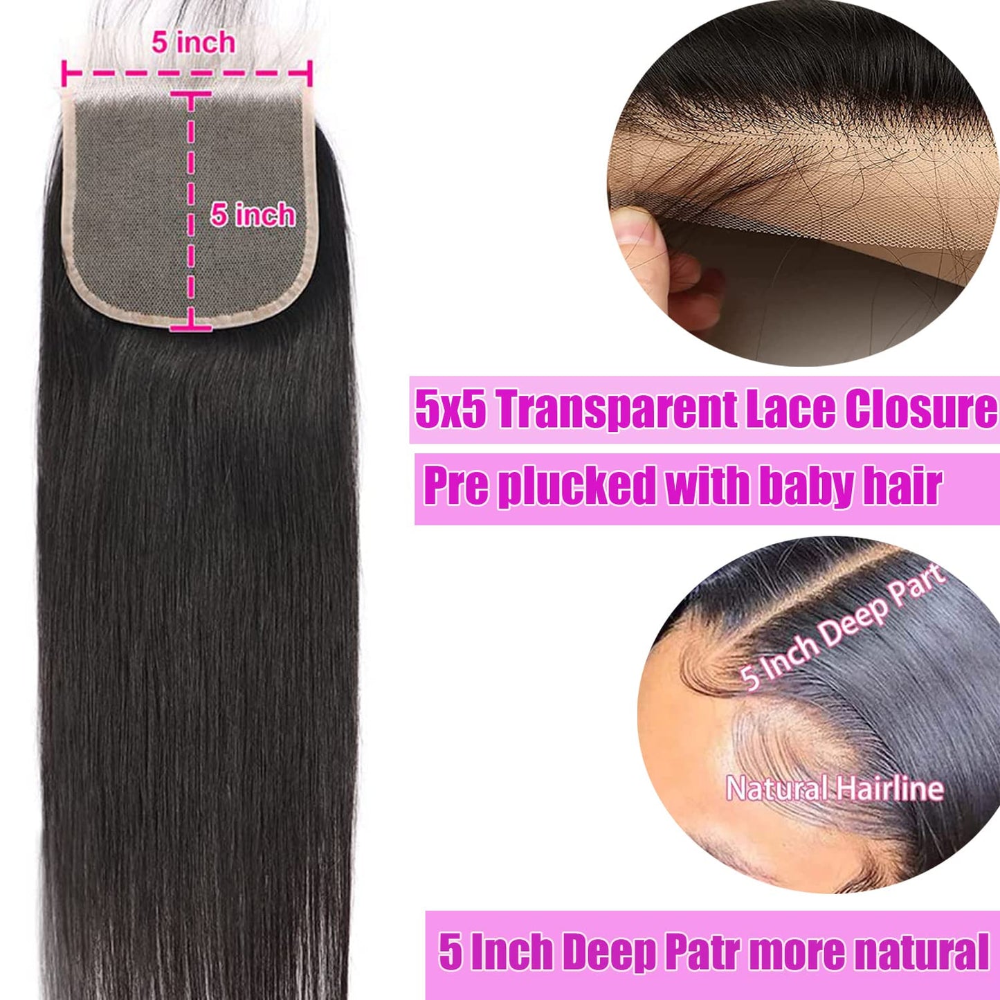 5x5 Closure Lace 10-20 Inch