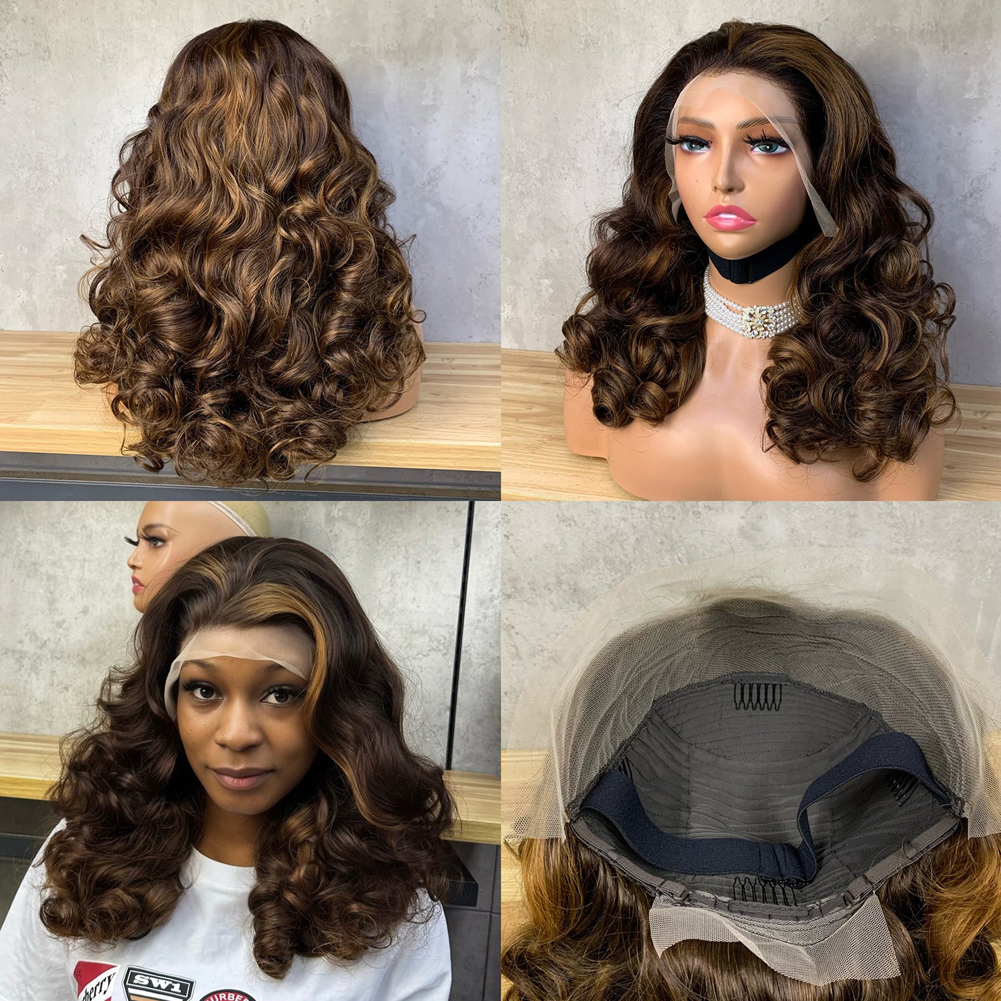 13x4 SDD Bouncy Curl Color Wigs 18 Inch