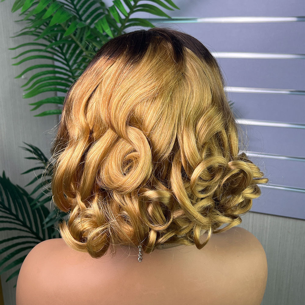 5x5 Gluless Bouncy Curl Bob Wig 12 Inch