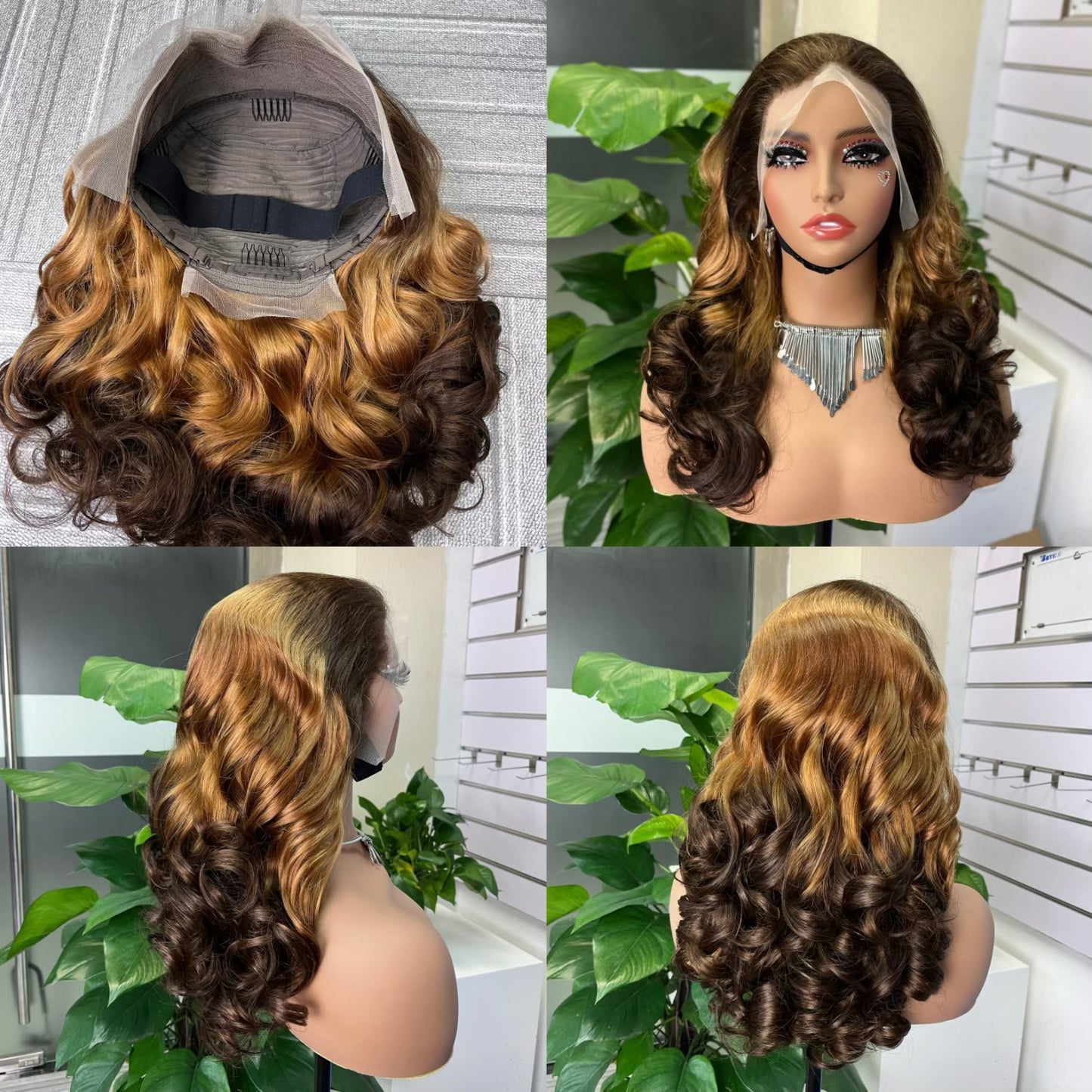 13x4 SDD Bouncy Curl Color Wigs 18 Inch