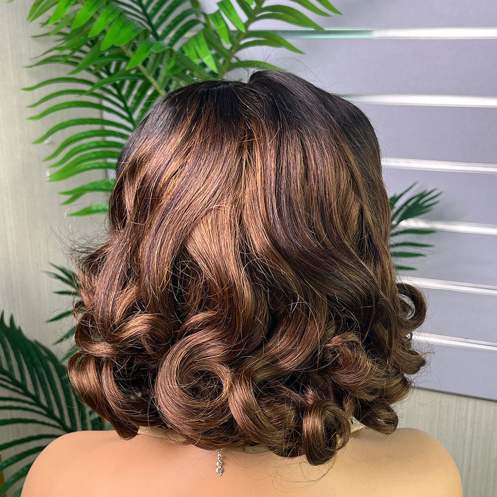 5x5 Gluless Bouncy Curl Bob Wig 12 Inch